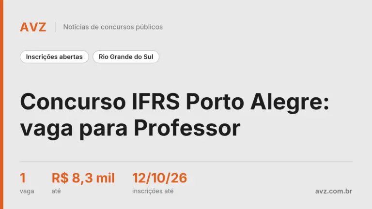 Concurso IFRS Porto Alegre: vaga para Professor