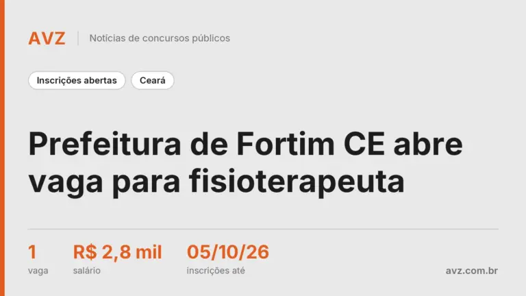 Prefeitura de Fortim CE abre vaga para fisioterapeuta