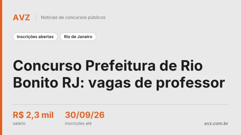 Concurso Prefeitura de Rio Bonito RJ: vagas de professor