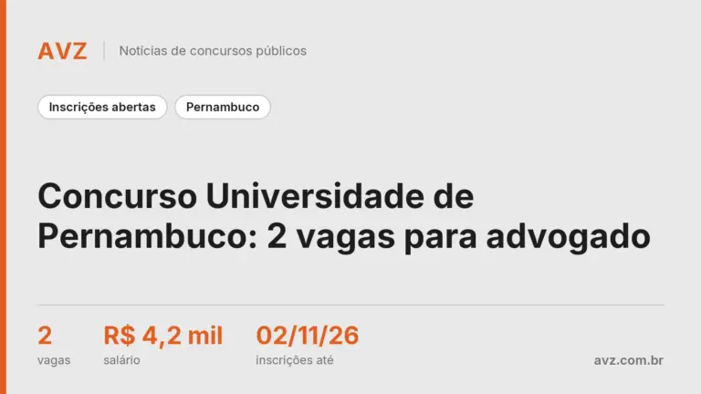 Concurso Universidade de Pernambuco: 2 vagas para advogado